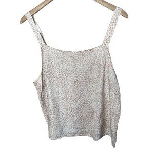 Cloth & Stone Square neck linen blend Button Back Beige tank top XL